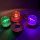 Maxbell LED Wood Display Base for 3D Glass Ball Arts Light Display Base for Kids Home Colorful