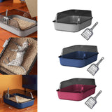 Maxbell Open Top Pet Litter Box Portable Bedpan Kitty Litter Pan Cat Toilet Sand Box gray