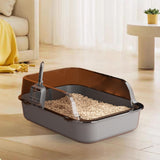 Maxbell Open Top Pet Litter Box Portable Bedpan Kitty Litter Pan Cat Toilet Sand Box gray
