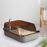 Maxbell Open Top Pet Litter Box Portable Bedpan Kitty Litter Pan Cat Toilet Sand Box gray