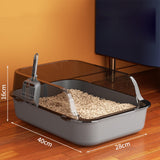 Maxbell Open Top Pet Litter Box Portable Bedpan Kitty Litter Pan Cat Toilet Sand Box gray