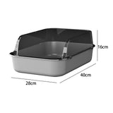 Maxbell Open Top Pet Litter Box Portable Bedpan Kitty Litter Pan Cat Toilet Sand Box gray