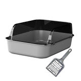 Maxbell Open Top Pet Litter Box Portable Bedpan Kitty Litter Pan Cat Toilet Sand Box gray