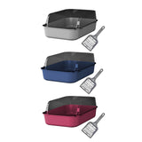 Maxbell Open Top Pet Litter Box Portable Bedpan Kitty Litter Pan Cat Toilet Sand Box gray