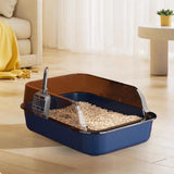 Maxbell Open Top Pet Litter Box Portable Bedpan Kitty Litter Pan Cat Toilet Sand Box blue