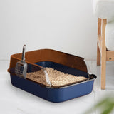 Maxbell Open Top Pet Litter Box Portable Bedpan Kitty Litter Pan Cat Toilet Sand Box blue