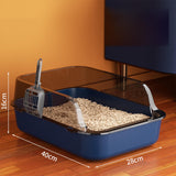 Maxbell Open Top Pet Litter Box Portable Bedpan Kitty Litter Pan Cat Toilet Sand Box blue