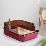 Maxbell Open Top Pet Litter Box Portable Bedpan Kitty Litter Pan Cat Toilet Sand Box Pink