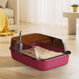 Maxbell Open Top Pet Litter Box Portable Bedpan Kitty Litter Pan Cat Toilet Sand Box Pink