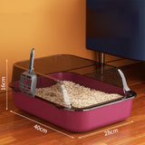 Maxbell Open Top Pet Litter Box Portable Bedpan Kitty Litter Pan Cat Toilet Sand Box Pink
