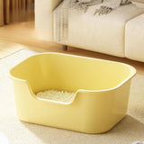 Maxbell Open Top Cat Litter Tray for Cats Under 10kg Easy to Clean Indoor Cats Potty Yellow