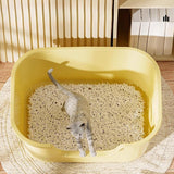 Maxbell Open Top Cat Litter Tray for Cats Under 10kg Easy to Clean Indoor Cats Potty Yellow