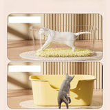 Maxbell Open Top Cat Litter Tray for Cats Under 10kg Easy to Clean Indoor Cats Potty Yellow