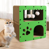 Maxbell Cardboard Cat House 2 Layer Cat Activity Center Versatile Lounge for Pet Toy