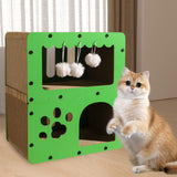 Maxbell Cardboard Cat House 2 Layer Cat Activity Center Versatile Lounge for Pet Toy