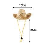 Maxbell Dog Cowboy Woven Hat Holiday Costume Photo Props Adjusatable Pet Cosplay Cap M