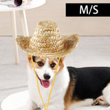 Maxbell Dog Cowboy Woven Hat Holiday Costume Photo Props Adjusatable Pet Cosplay Cap M