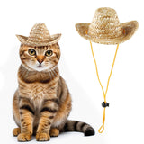 Maxbell Dog Cowboy Woven Hat Holiday Costume Photo Props Adjusatable Pet Cosplay Cap M