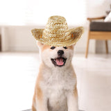 Maxbell Dog Cowboy Woven Hat Holiday Costume Photo Props Adjusatable Pet Cosplay Cap M