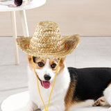 Maxbell Dog Cowboy Woven Hat Holiday Costume Photo Props Adjusatable Pet Cosplay Cap M