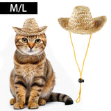 Maxbell Dog Cowboy Woven Hat Holiday Costume Photo Props Adjusatable Pet Cosplay Cap M