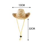 Maxbell Dog Cowboy Woven Hat Holiday Costume Photo Props Adjusatable Pet Cosplay Cap S