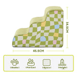 Maxbell Dog Stairs Detachable Washable Cover Compact 3 Steps for High Bed Climbing Bed Couch Green