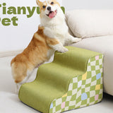 Maxbell Dog Stairs Detachable Washable Cover Compact 3 Steps for High Bed Climbing Bed Couch Green