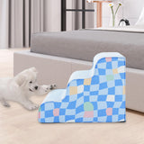Maxbell Dog Stairs Detachable Washable Cover Compact 3 Steps for High Bed Climbing Bed Couch Blue