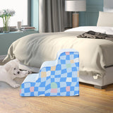 Maxbell Dog Stairs Detachable Washable Cover Compact 3 Steps for High Bed Climbing Bed Couch Blue