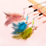 Maxbell Cat Feather Toy Portable Training Toy Cat Teaser Stick for Kitty Cats Indoor Pink