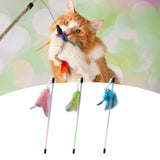 Maxbell Cat Feather Toy Portable Training Toy Cat Teaser Stick for Kitty Cats Indoor Pink