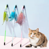 Maxbell Cat Feather Toy Portable Training Toy Cat Teaser Stick for Kitty Cats Indoor Pink