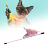 Maxbell Cat Feather Toy Portable Training Toy Cat Teaser Stick for Kitty Cats Indoor Pink