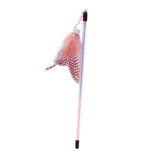 Maxbell Cat Feather Toy Portable Training Toy Cat Teaser Stick for Kitty Cats Indoor Pink