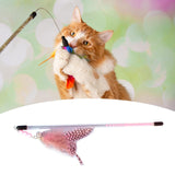 Maxbell Cat Feather Toy Portable Training Toy Cat Teaser Stick for Kitty Cats Indoor Pink