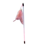 Maxbell Cat Feather Toy Portable Training Toy Cat Teaser Stick for Kitty Cats Indoor Pink