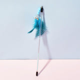 Maxbell Cat Feather Toy Portable Training Toy Cat Teaser Stick for Kitty Cats Indoor Blue