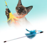 Maxbell Cat Feather Toy Portable Training Toy Cat Teaser Stick for Kitty Cats Indoor Blue