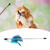 Maxbell Cat Feather Toy Portable Training Toy Cat Teaser Stick for Kitty Cats Indoor Blue