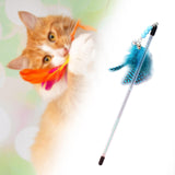 Maxbell Cat Feather Toy Portable Training Toy Cat Teaser Stick for Kitty Cats Indoor Blue