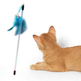 Maxbell Cat Feather Toy Portable Training Toy Cat Teaser Stick for Kitty Cats Indoor Blue