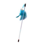 Maxbell Cat Feather Toy Portable Training Toy Cat Teaser Stick for Kitty Cats Indoor Blue