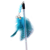 Maxbell Cat Feather Toy Portable Training Toy Cat Teaser Stick for Kitty Cats Indoor Blue