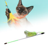 Maxbell Cat Feather Toy Portable Training Toy Cat Teaser Stick for Kitty Cats Indoor Green