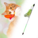 Maxbell Cat Feather Toy Portable Training Toy Cat Teaser Stick for Kitty Cats Indoor Green