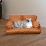 Maxbell Pet Sofa Bed Non Slip All Seasons PU Pet Couch for Kittens Puppy Indoor Cats Coffee