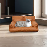 Maxbell Pet Sofa Bed Non Slip All Seasons PU Pet Couch for Kittens Puppy Indoor Cats Coffee