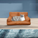 Maxbell Pet Sofa Bed Non Slip All Seasons PU Pet Couch for Kittens Puppy Indoor Cats Coffee