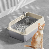 Maxbell Cat Litter Easy to Clean Anti for Small and Large Cats Cat Toilet Khaki and L